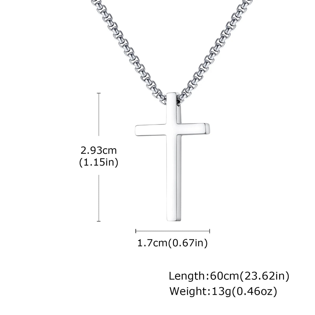 Plain Cross Necklace for Men and Boys | Stainless Steel Silver Tone Religious Jewelry