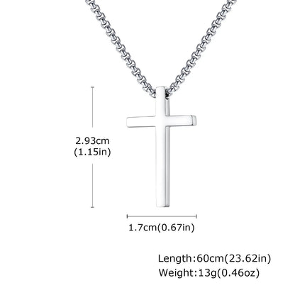 Plain Cross Necklace for Men and Boys | Stainless Steel Silver Tone Religious Jewelry