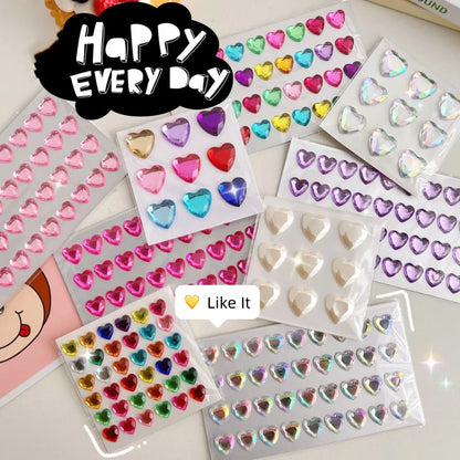 3D Crystal Heart Stickers | Sparkly Craft Decor for Scrapbooks and Journals