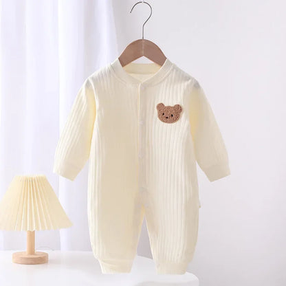 Bodysuit & One Pieces for Boys Girls Newborn Rompers Solid Color 100 Cotton 0-24M Long Sleeve Loungewear Outfit Thin Cute Design