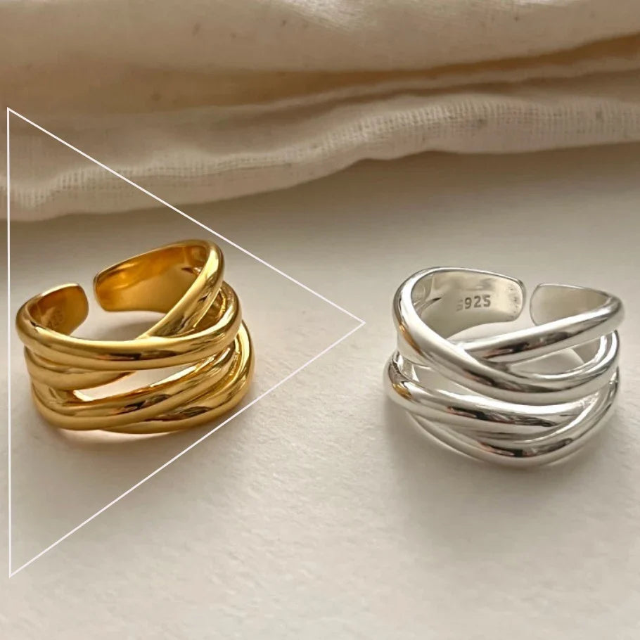 VENTFILLE 925 Sterling Silver Adjustable Rings | Vintage Hip Hop Couples Jewelry