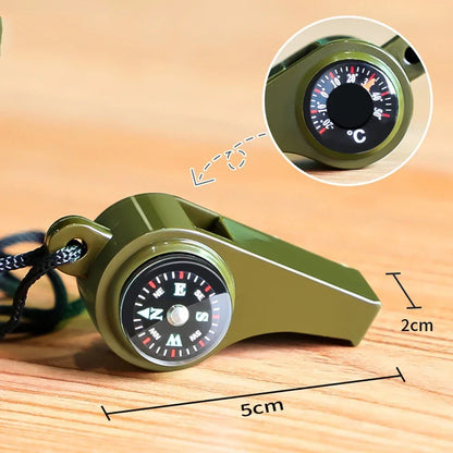 3-in-1 Compass Whistle Thermometer | Portable Outdoor Survival Tool