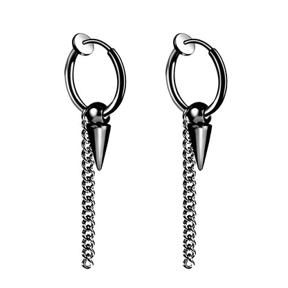 Black Arrow Punk Stainless Steel Stud Earrings | Unisex Gothic Ear Clip Set
