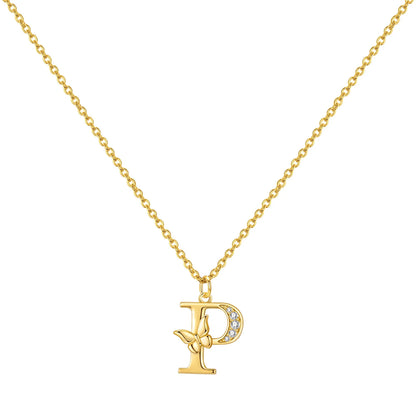 925 Sterling Silver Butterfly Initial Necklace | 26 Letter Y-Shaped Pendant for Women