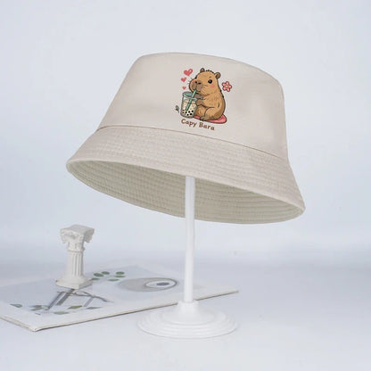 Kids Capybara Fisherman Hat | Cute Cartoon Sun Hat for Toddlers