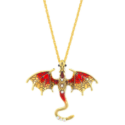 Goth Fly Dragon Pendant Necklace | Punk Snake Chain Choker for Men and Women