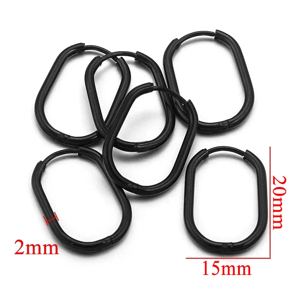 Gold Plated Rectangular Hoop Earrings | 6pcs Stainless Steel Jewelry Findings for DIY