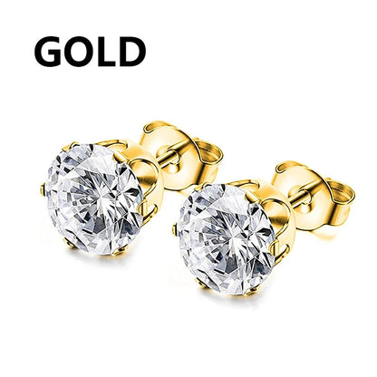 Punk Stainless Steel Stud Earrings Set | Unisex Gothic Hip Hop Ear Piercing Jewelry