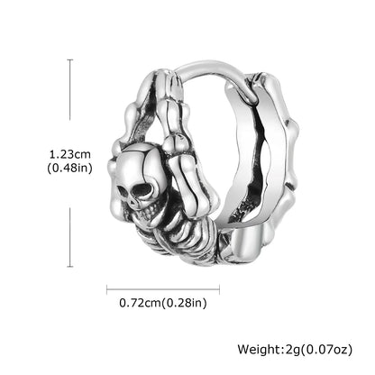 Punk Skeleton Hoop Earrings for Men | Never Fade Metal Huggies