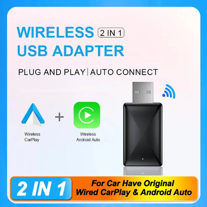NEW 2in1 Wireless CarPlay AI Mini Android Auto Box Plug&Play Automatic Connection Compatible with 99% of Cars For Car Radio