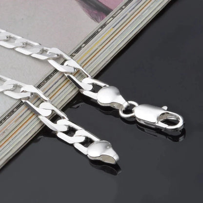 925 Sterling Silver Bracelet | Sideways Charm Bracelet for Men and Women