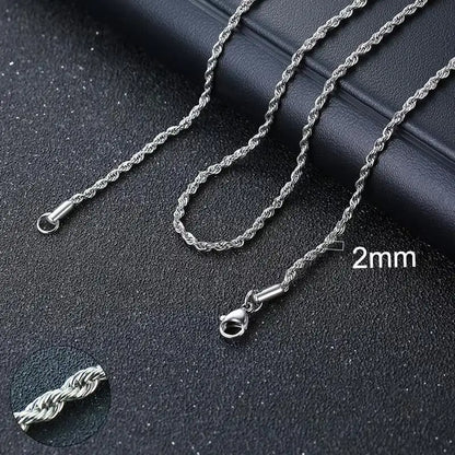 Vnox Twist Rope Chain Necklace for Men Women | Waterproof Stainless Steel Unisex Chain