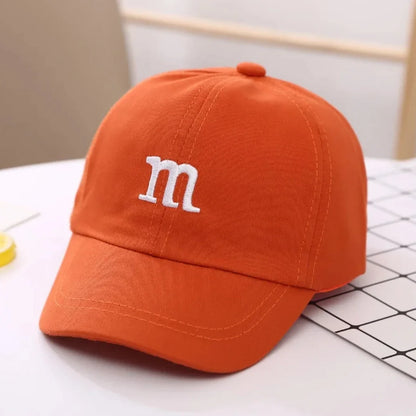 Girls Boys Adjustable Baseball Cap | Kids Sun Hat with M Letter Embroidery