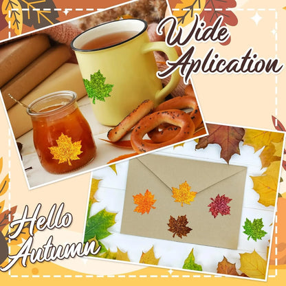 500Pcs Fall Thanksgiving Leaf Stickers | Holographic Maple Leaf Decals Roll