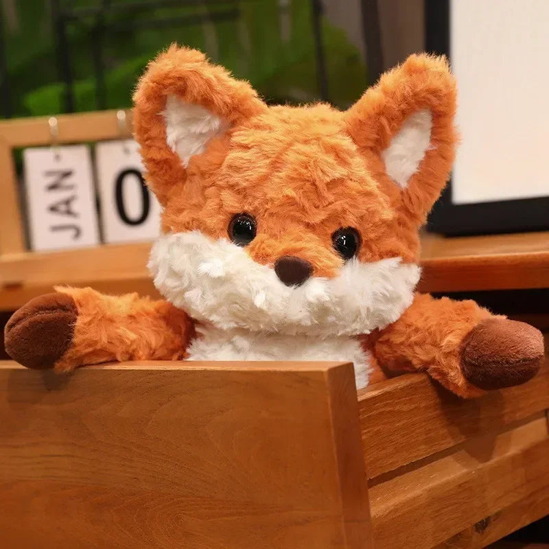 35cm/50cm Cute Fluffy Fox Plush Toy Soft Cartoon Orange Foxes Stuffed Doll Appease Birthday Gift