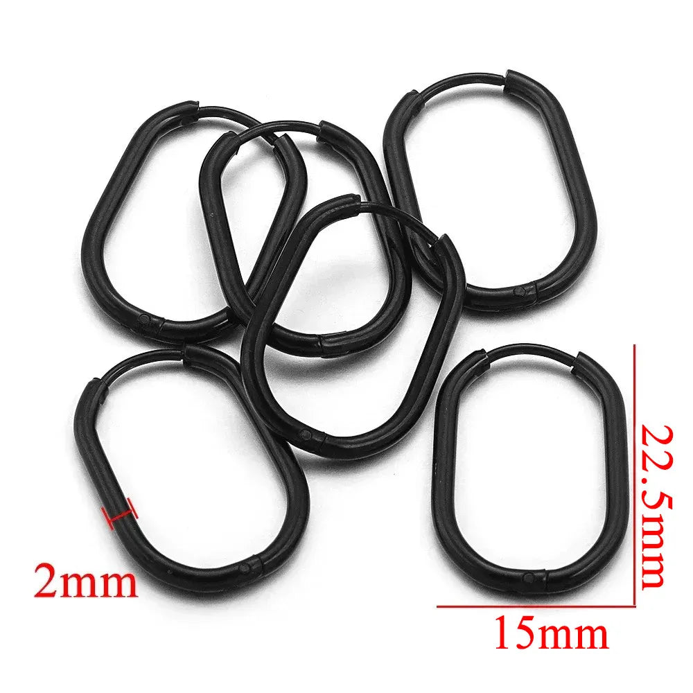 Gold Plated Rectangular Hoop Earrings | 6pcs Stainless Steel Jewelry Findings for DIY