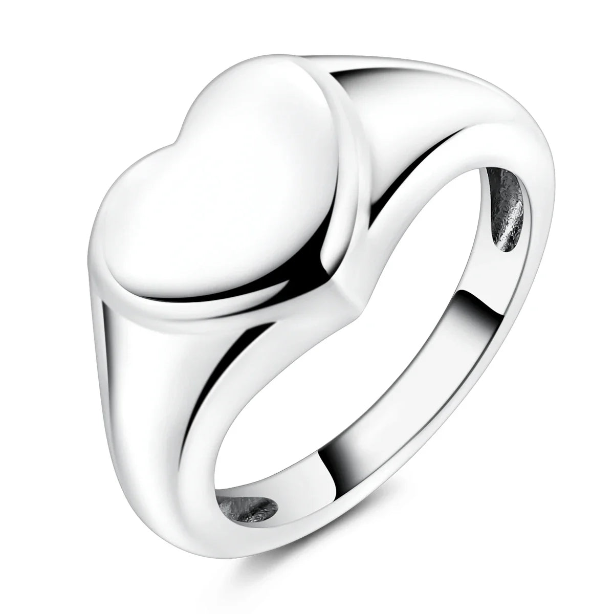 925 Sterling Silver Heart Ring with Cubic Zircon | Geometric Wedding Band for Women