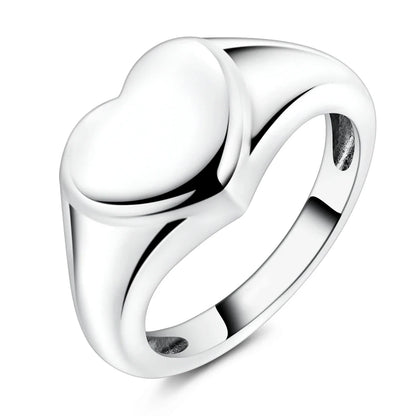 925 Sterling Silver Heart Ring with Cubic Zircon | Geometric Wedding Band for Women