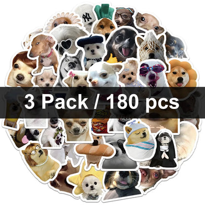 Funny Dogs Stickers | 30/60/180 Cute Decals for Laptop Guitar Bicycle and More