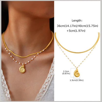 18k Gold Plated Pearl Shell Starfish Necklace | Summer Beach Jewelry for Women