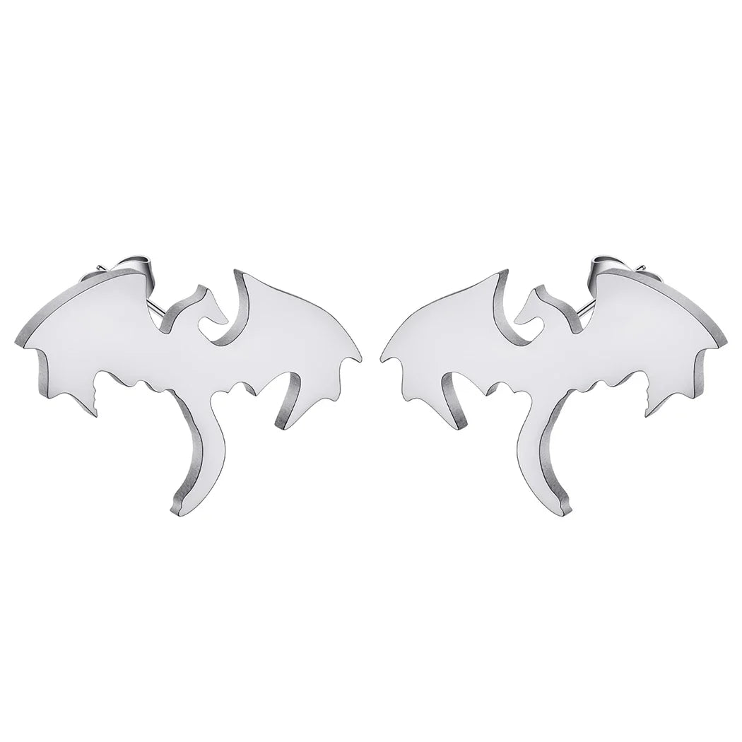 Punk Black Western Dragon Ear Stud | Stainless Steel Stud Earrings