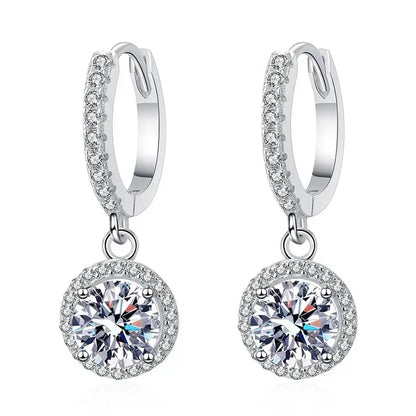 925 Sterling Silver 1 Carat Moissanite Hoop Earrings | Luxury Evening Jewelry for Women