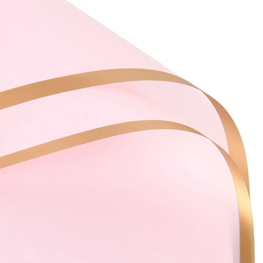 10 Sheets Half Transparent Flower Wrap Paper with Gold Border | Waterproof Bouquet Wrapping for Crafts