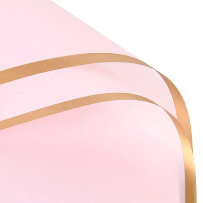 10 Sheets Half Transparent Flower Wrap Paper with Gold Border | Waterproof Bouquet Wrapping for Crafts