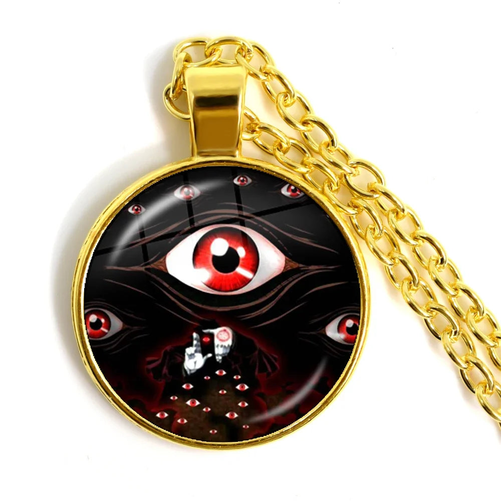 Gothic Alucard Pentagram Pendant Necklace | 25mm Glass Cabochon Statement Jewelry