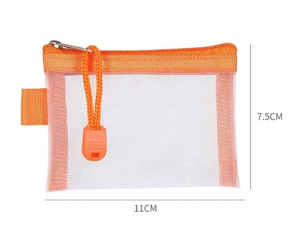Mini Clear Nylon Mesh Zipper Coin Purse | Portable Wallet for Cards, Keys, and Lipstick