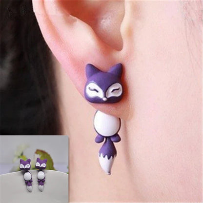 Handmade Polymer Clay Animal Earrings | Cute Dinosaur Cat Dog Stud Earrings for Women