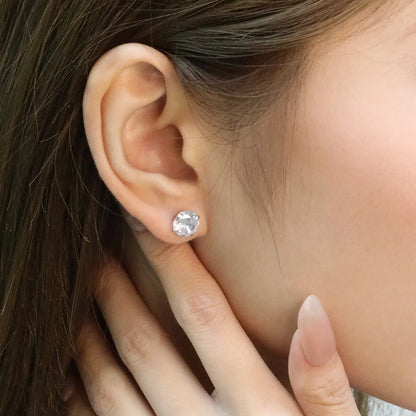 Surgical Steel Cubic Zirconia Stud Earrings | Unisex Screw-Back Earrings