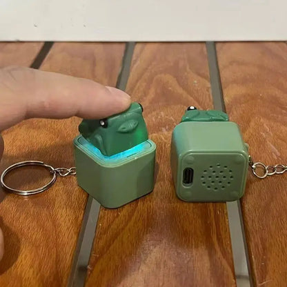 Funny Frog Duck Keychain | Rechargeable Clicker Sound Keyring with LED Light for Stress Relief