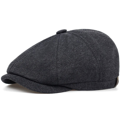 Retro Men’s Newsboy Cap – Classic Herringbone Octagonal Hat, British Style Flat Cap for Autumn & Winter, Vintage Painter Beret