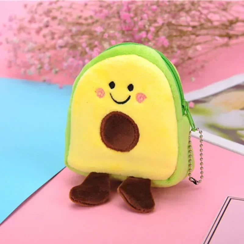 Cute Animal Plush Coin Purse | Zipper Change Purse with Keychain Mini Wallet