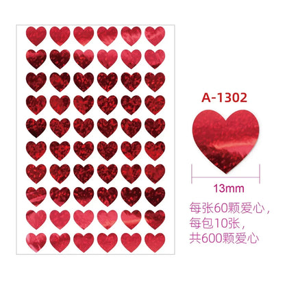 10 Sheets Glitter Heart Stickers | Mini Heart Stickers for DIY Decor