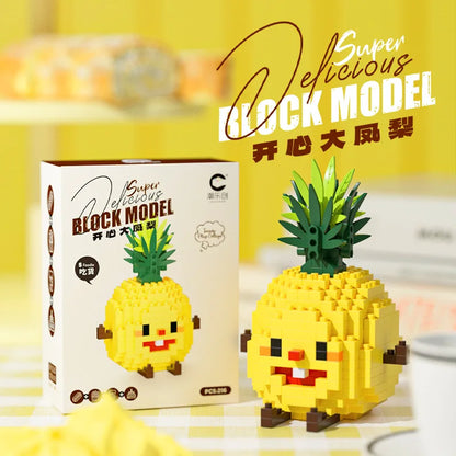 Fun Micro Particle Building Blocks Happy Eat and Play Series Vibrant Avocado Pineapple Children's Educational Assembling Toys