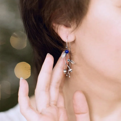 Silver blueberry earrings | Elven style botanical drop earrings
