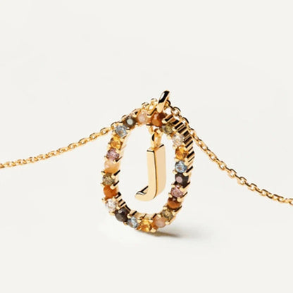 925 Sterling Silver Gold Initial Necklace | Personalized Letter Pendant with Zirconia