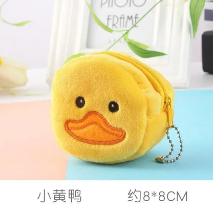 Cute Animal Plush Coin Purse | Zipper Change Purse with Keychain Mini Wallet