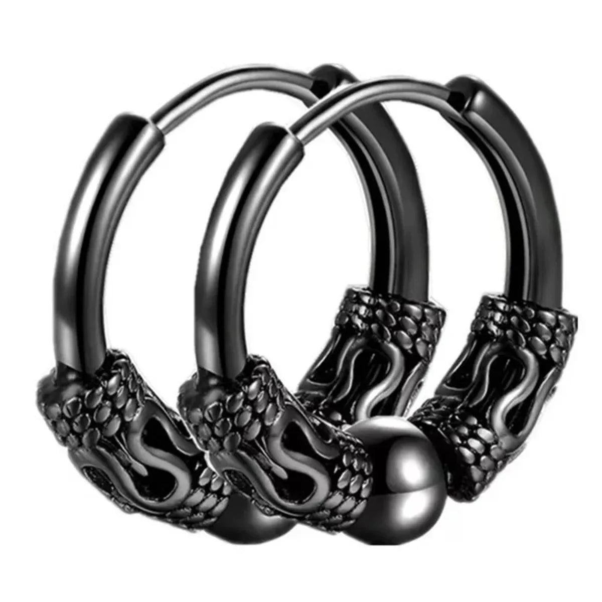 2/4pcs Stainless Steel Punk Hoop Earrings | Hip Hop Circle Totem Ear Piercing Jewelry for Men and Women