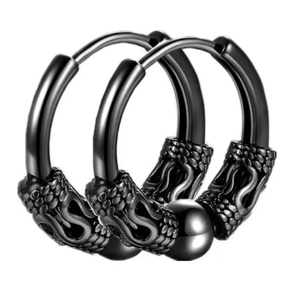 2/4pcs Stainless Steel Punk Hoop Earrings | Hip Hop Circle Totem Ear Piercing Jewelry for Men and Women
