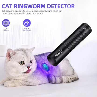 365/395nm UV Flashlight Rechargeable | Mini Ultraviolet Detection Light for Pets, Money, and More