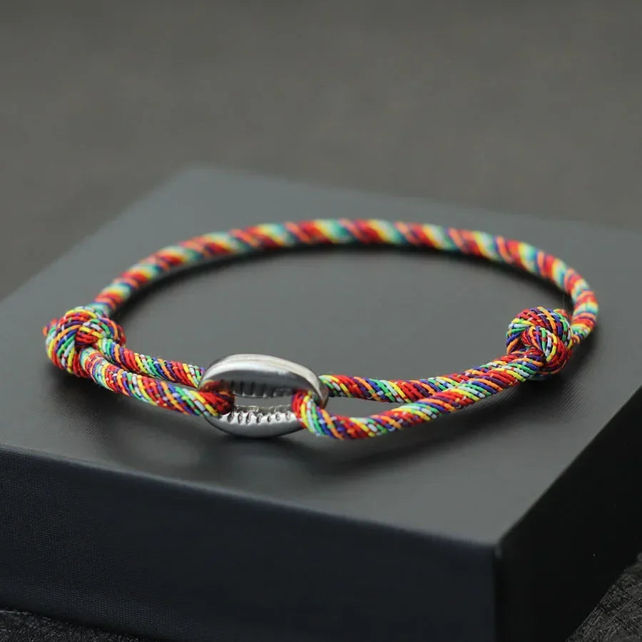 Handwoven Rope Macrame Bracelet for Men | Adjustable Shell Beach Surfer Bracelet