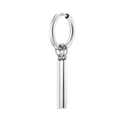 Vnox Punk Rock Geometric Bar Dangle Earrings | Stainless Steel Hoops for Men