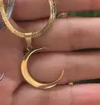 Stainless Steel OX Moon Necklace | Gold Plated Half Moon Blade Pendant