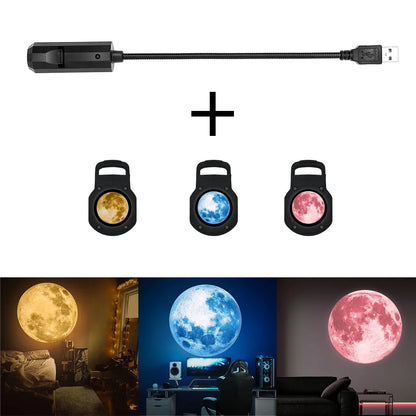 Moon Projection Lamp | Romantic USB Night Light for Bedroom Atmosphere