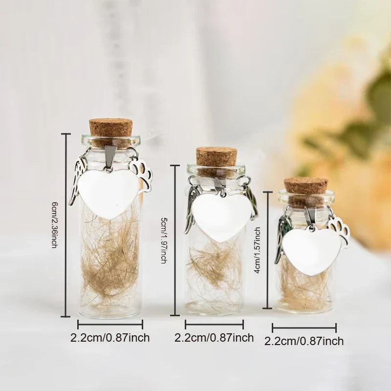 Pet Memorial Bottle for Pet Hair | Dog Cat Fur Keepsake Display and Urn Container Gift