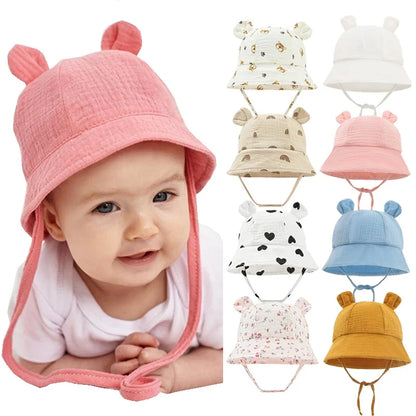 Muslin Baby Sun Hat for Newborn | Cotton Bucket Hat for Infant Summer