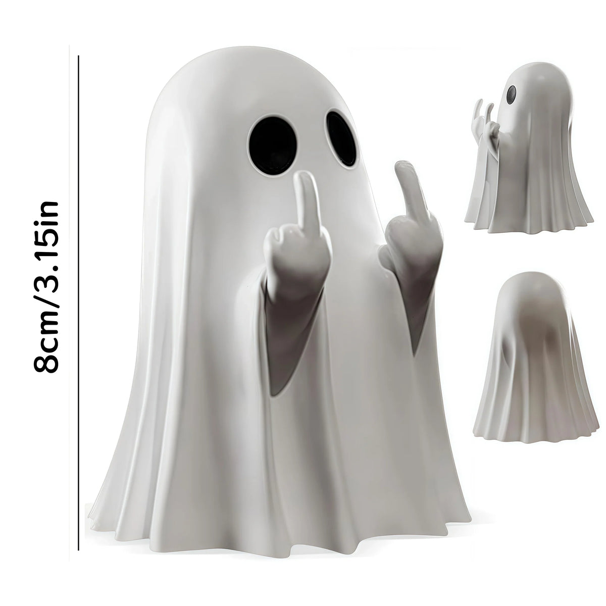 Cute Middle Finger Ghost Statue, Small Halloween Decor for Home, Centerpiece for Coffee Table, Adorable Horror Figure